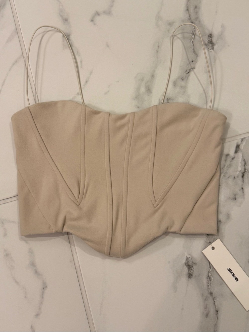 Joah Brown Corset Crop Top with Spaghetti Straps